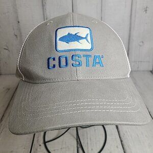 Costa Mens Grey White Mesh Snapback Truckers Hat